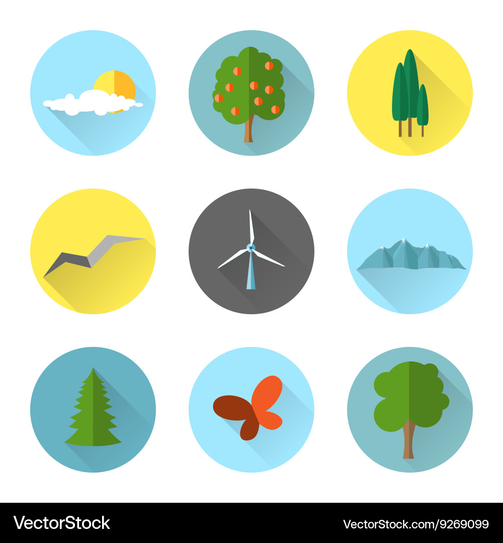 Flat landscape elements Royalty Free Vector Image