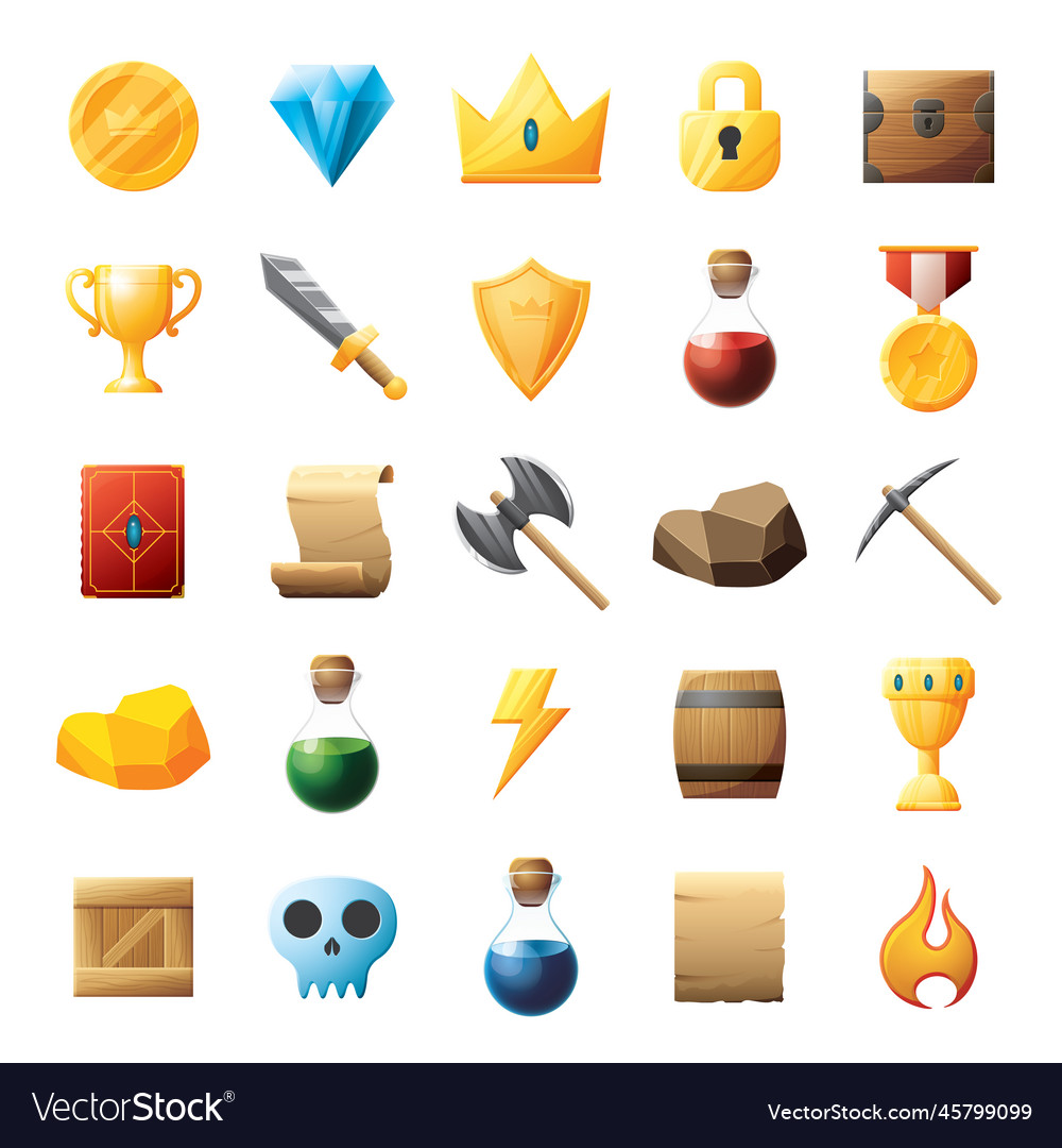 Game ui assets set gaming user interface icons
