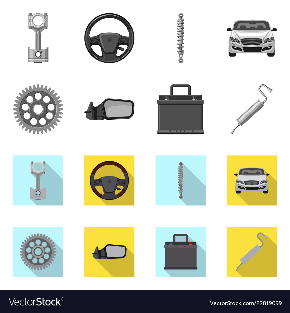 Isolated object of auto and part sign set vector image Isolated object of auto and part sign set