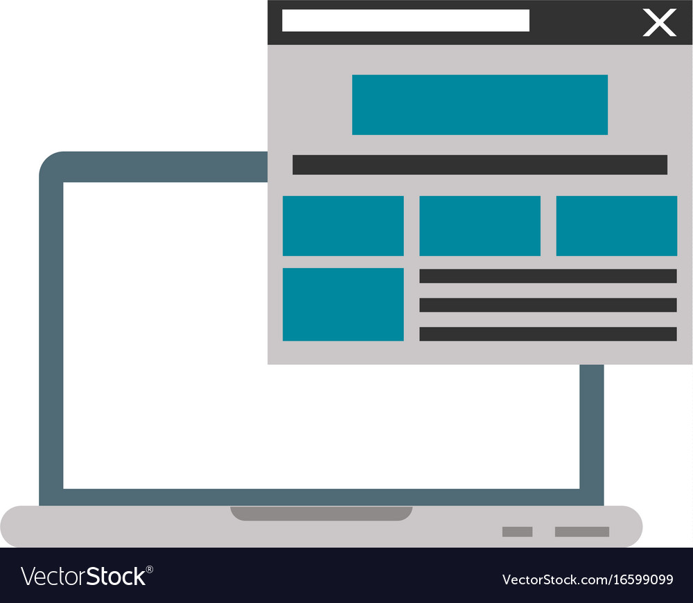 Laptop with web page on screen icon image