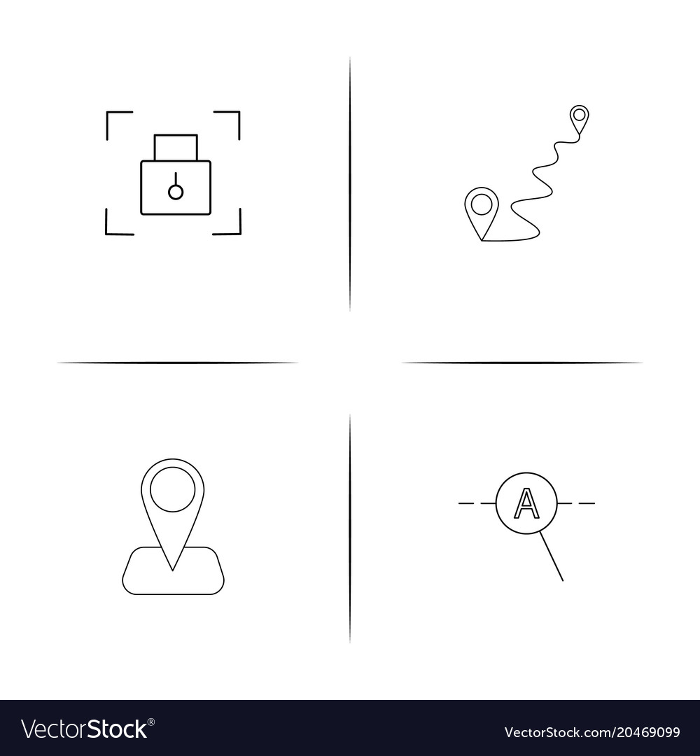 Maps and navigation simple linear icons set