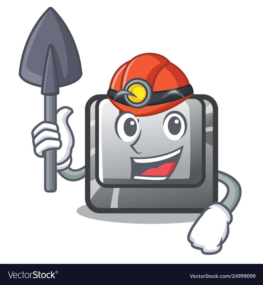 Miner button f installed on cartoon computer