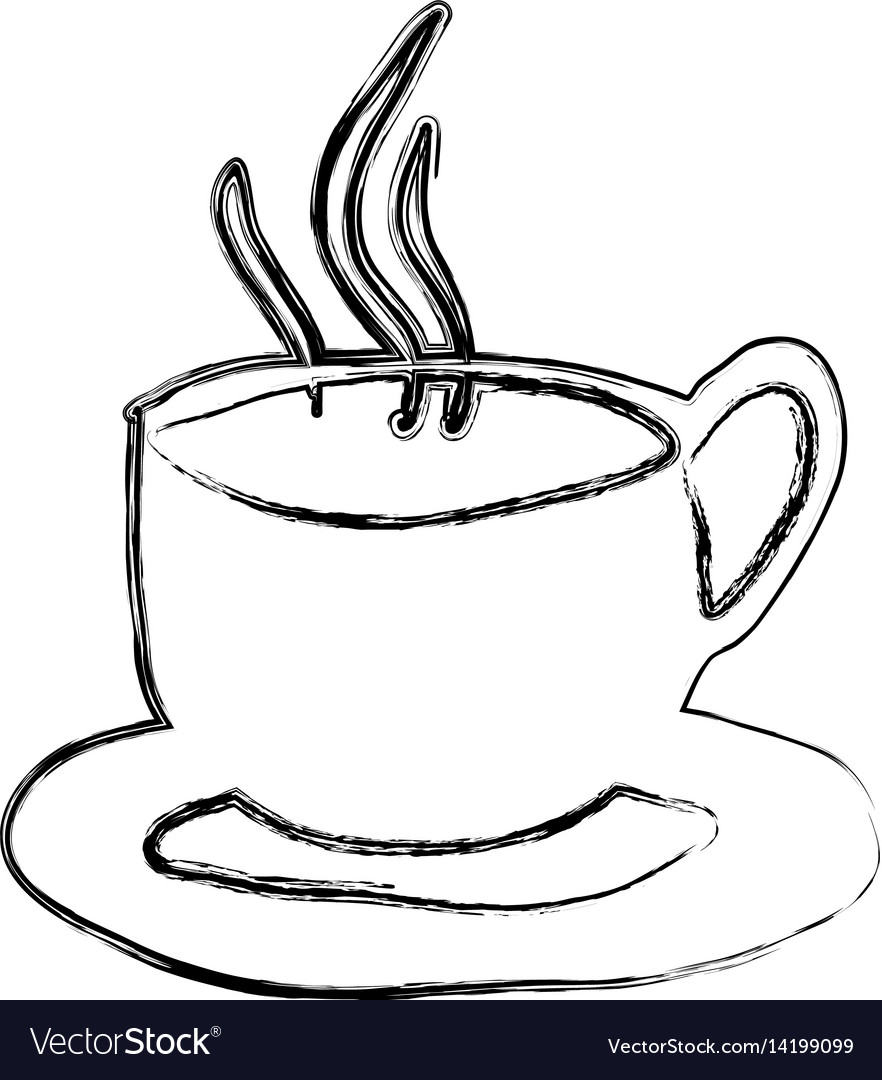 Monochrome sketch hand drawn of hot coffee cup Vector Image