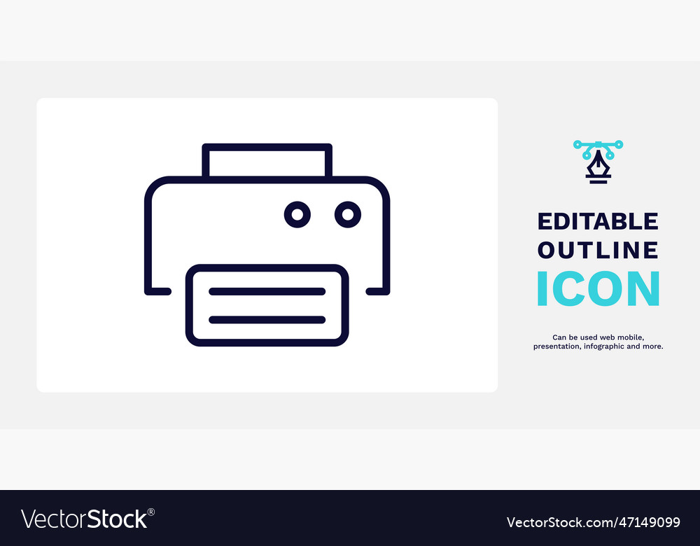 Print button icon thin line
