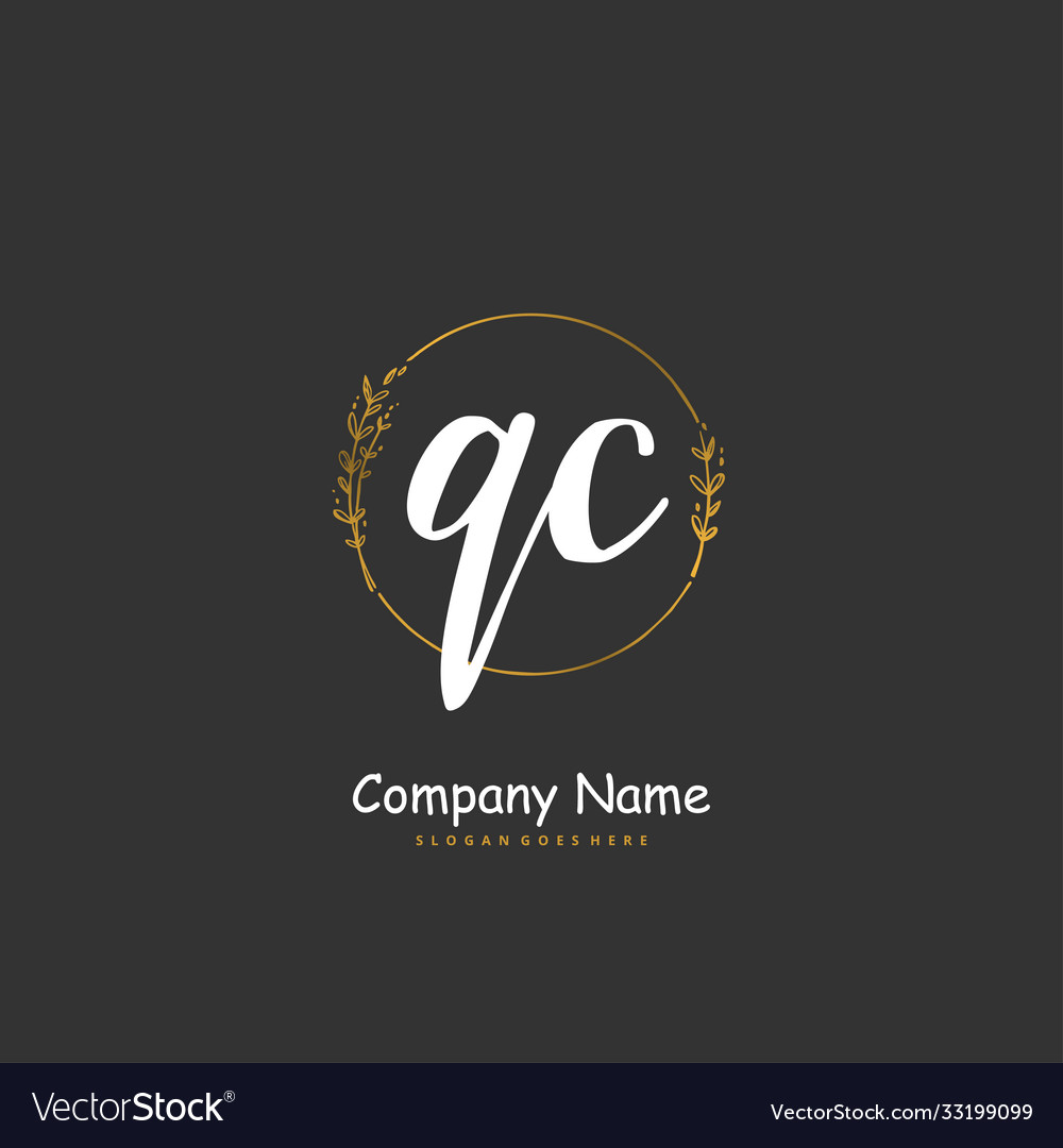 Q c qc initial handwriting and signature logo