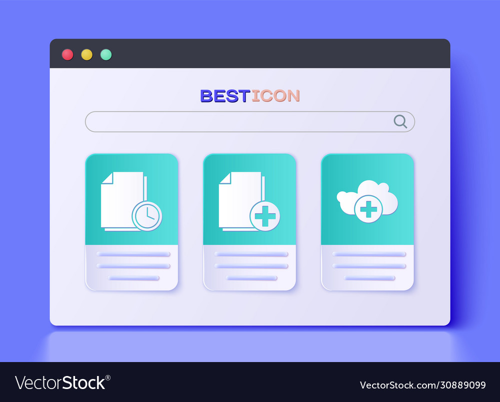 Set add new file document with clock vector image Set add new file document with clock
