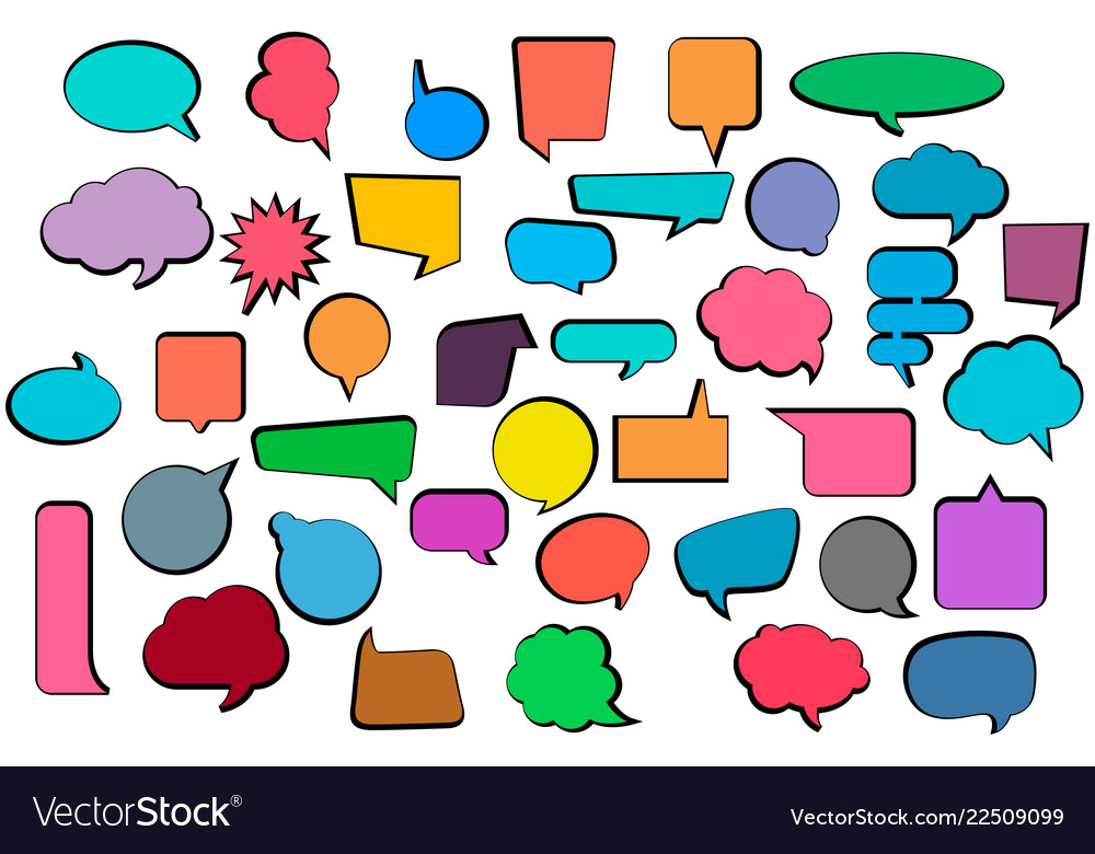 Set comic stickers of speech bubbles