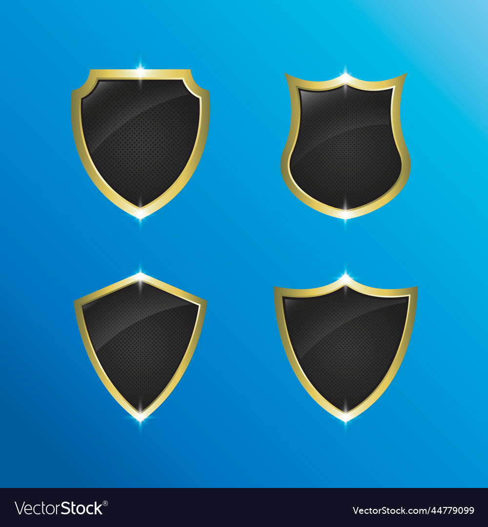 Set of shield with dots texture and golden frame Vector Image Set of shield with dots texture and golden frame