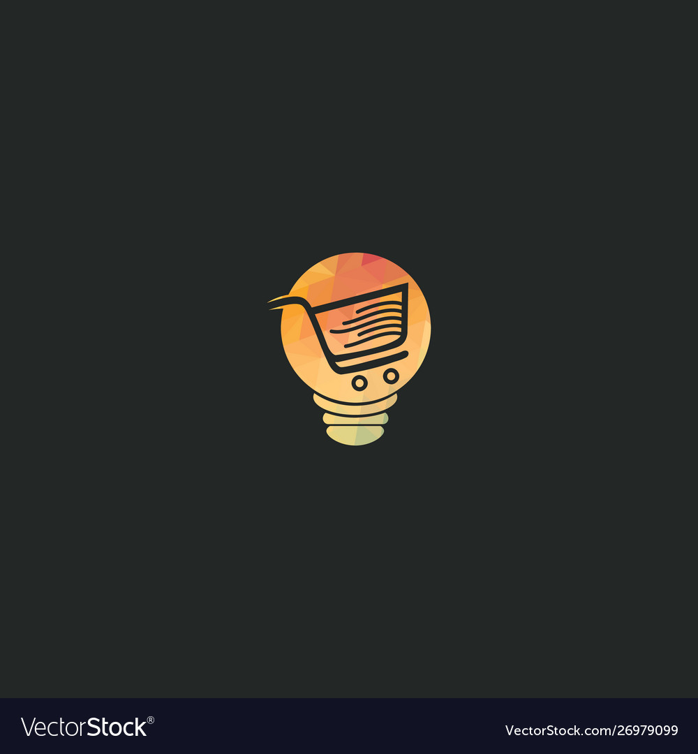 Shopping cart and lamp bulb logo design