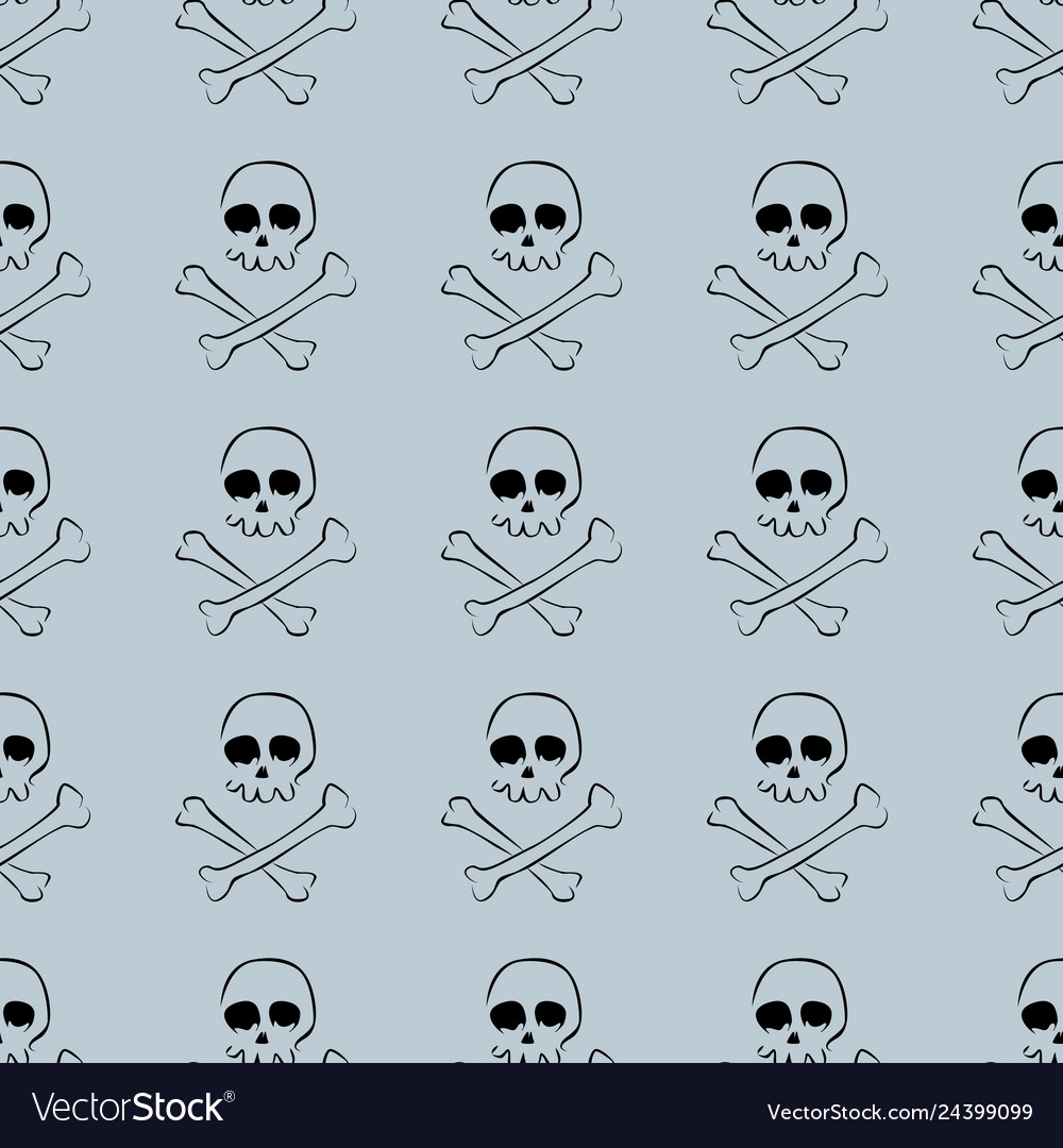 Skull and bones seamless pattern vector image Skull and bones seamless pattern