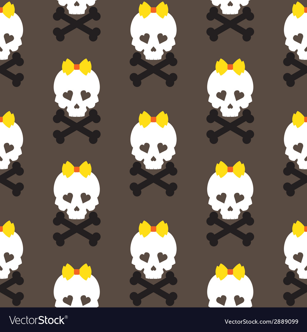 Skull with a bow seamless pattern background