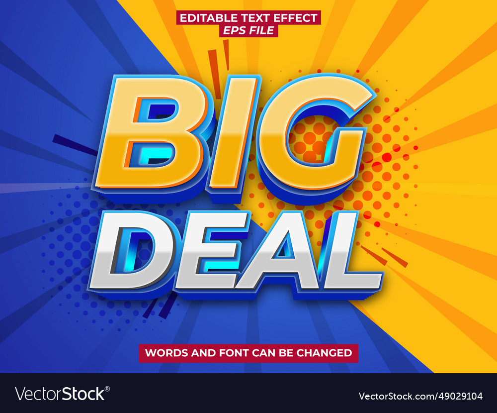 Big sale text effect font editable typography 3d vector image Big sale text effect font editable typography 3d