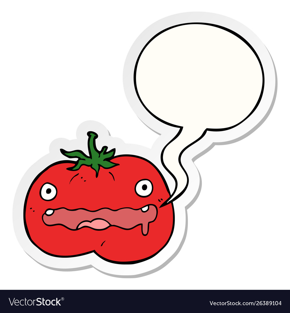 Cartoon tomato and speech bubble sticker