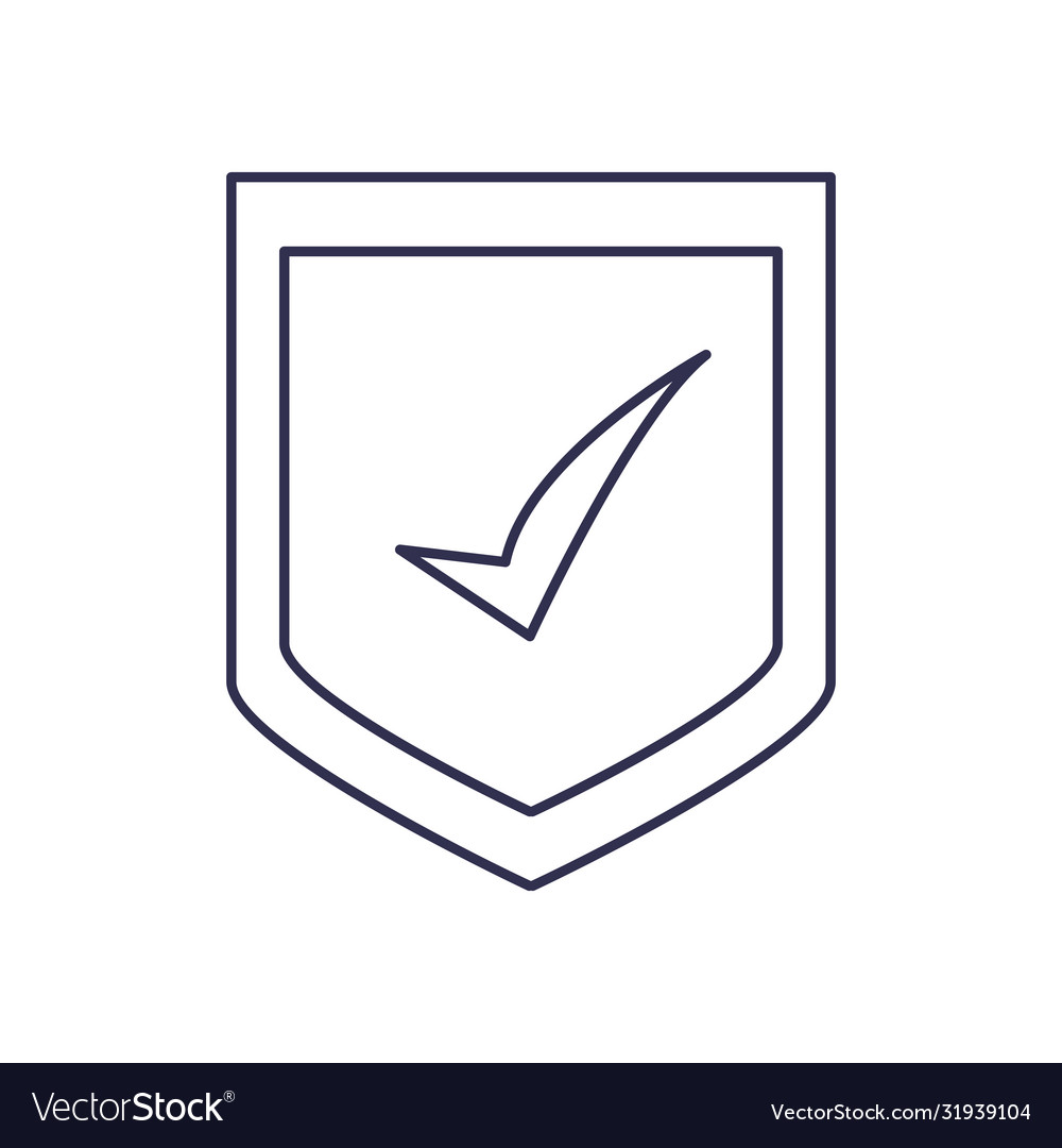 Check mark on shield line style icon design