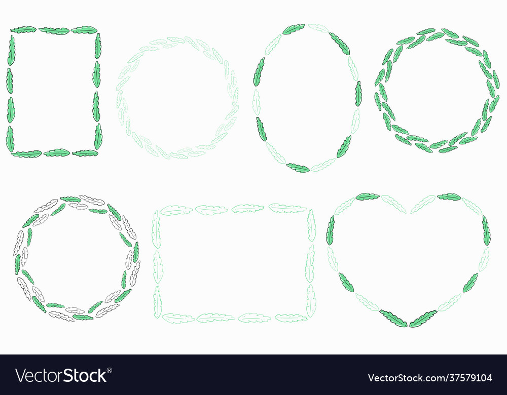 Collection frames with leaves set simple