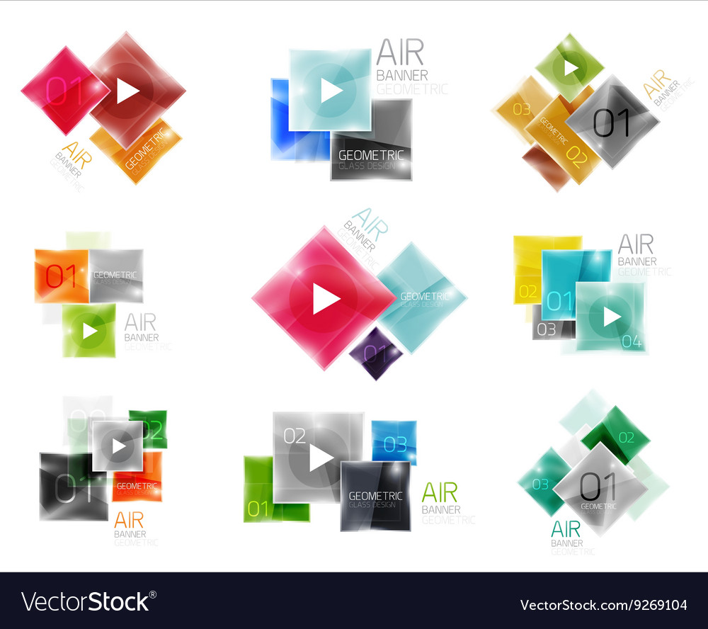 Collection of colorful square web boxes