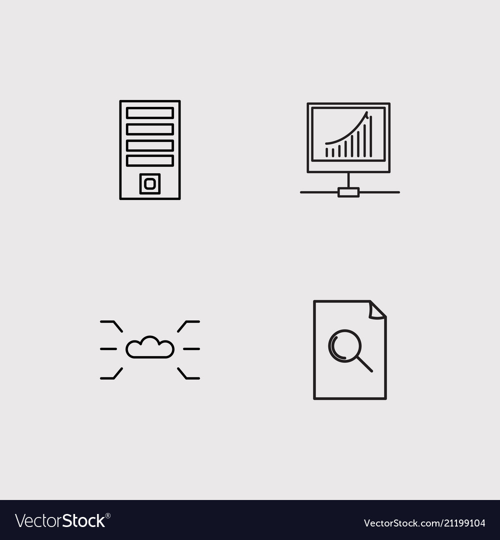 Data analytics simple linear icons set outlined