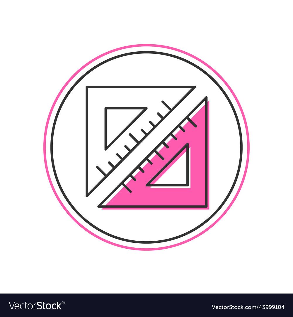 Filled outline triangular ruler icon isolated