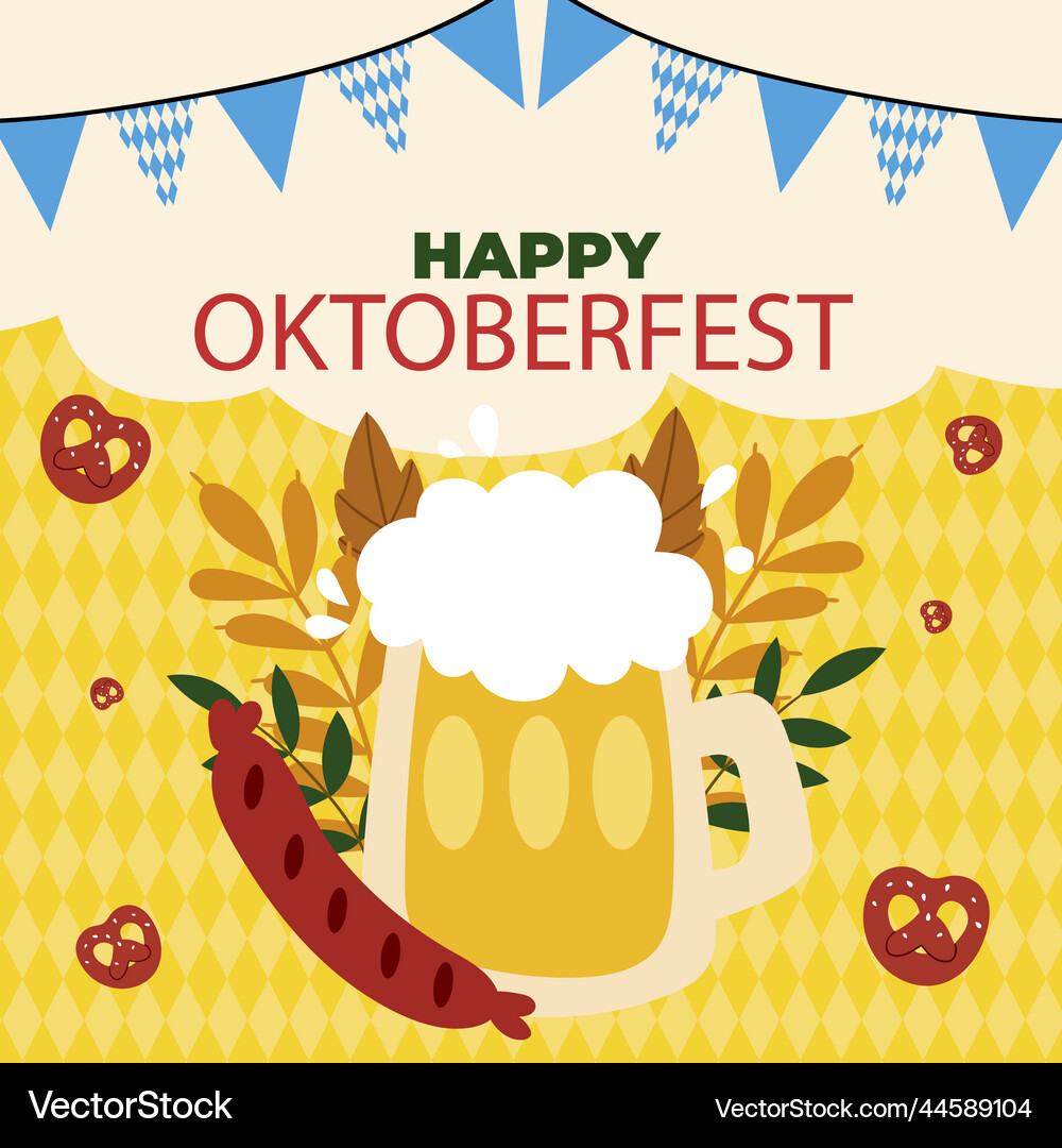 Flat oktoberfest posts set Royalty Free Vector Image