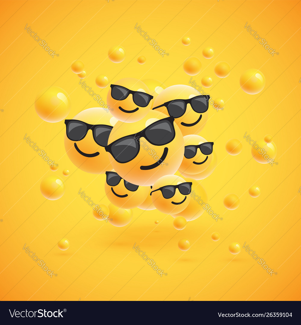 Group high detailed yellow emoticons