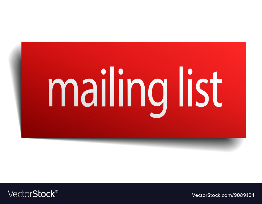 Mailing list red square isolated paper sign