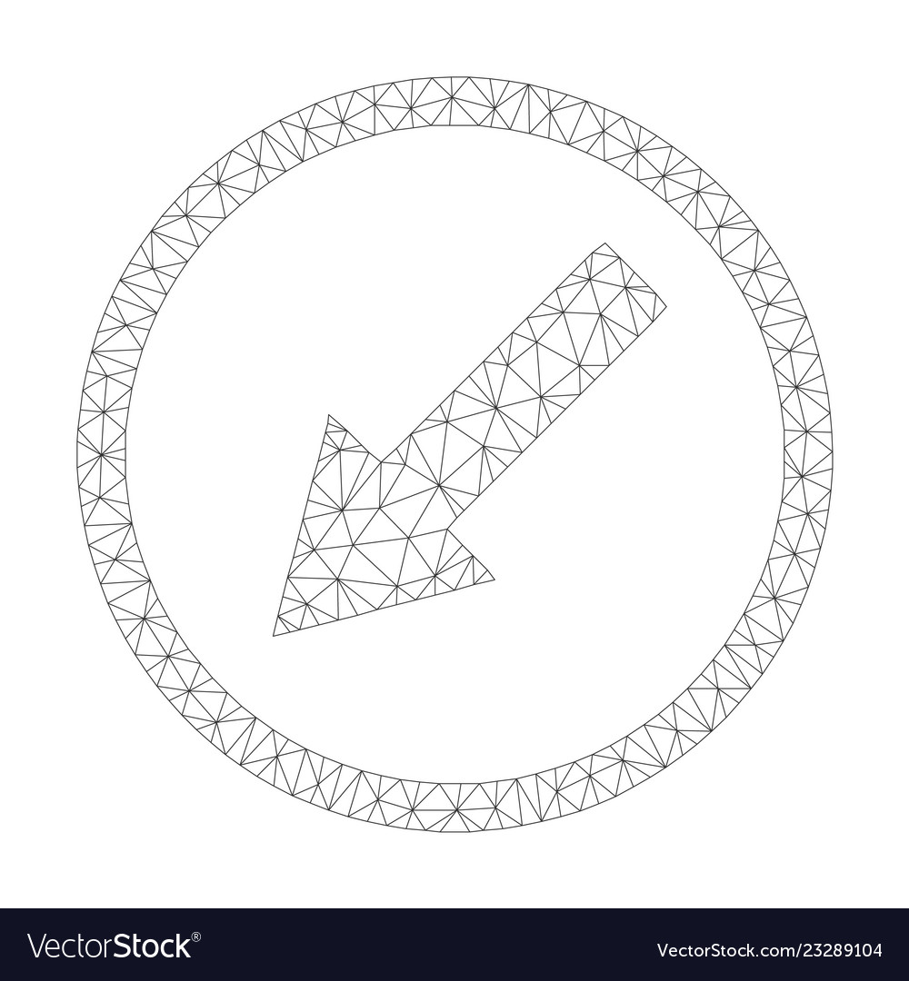 Mesh down-left rounded arrow icon vector image Mesh down-left rounded arrow icon