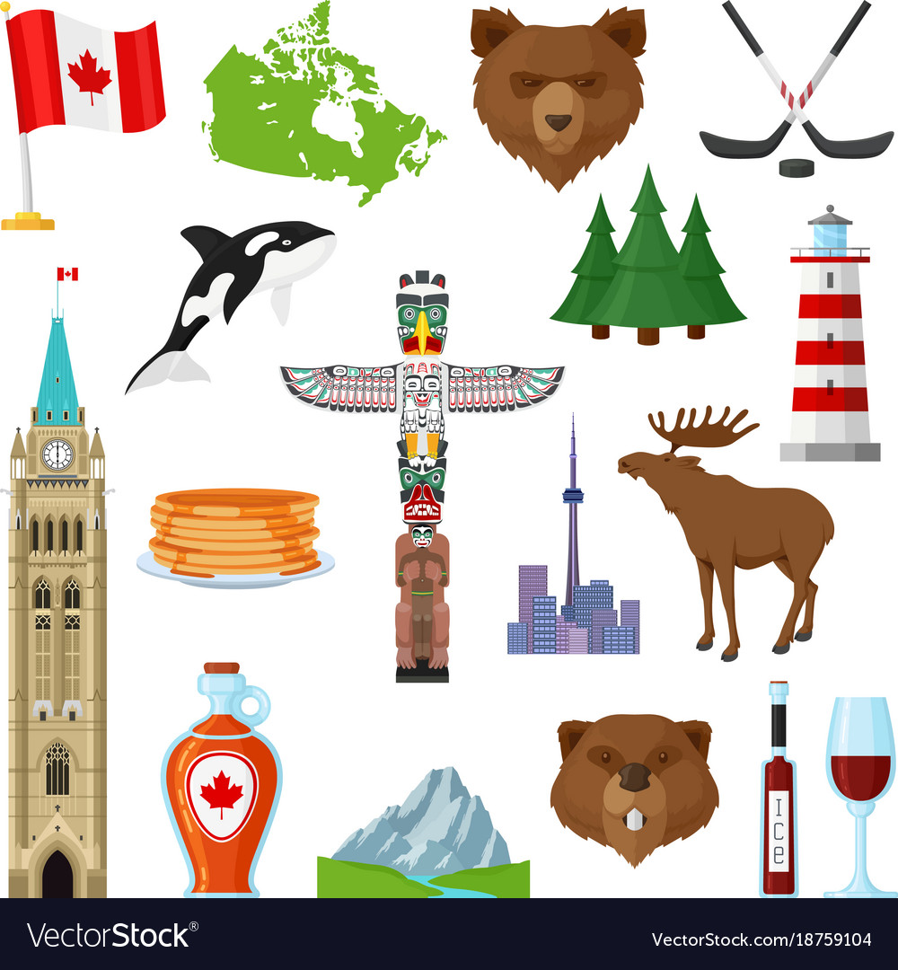 National symbols of canada set Royalty Free Vector Image