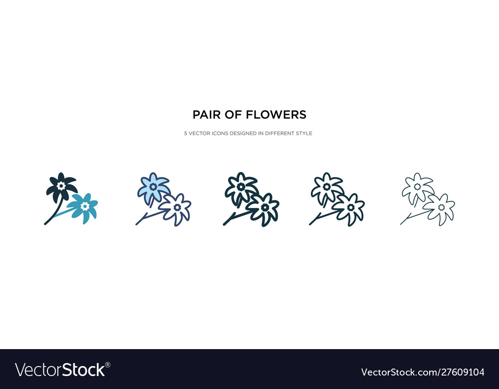 Paar Blumen Ikone in verschiedenen Stil zwei vector image Paar Blumen Ikone in verschiedenen Stil zwei