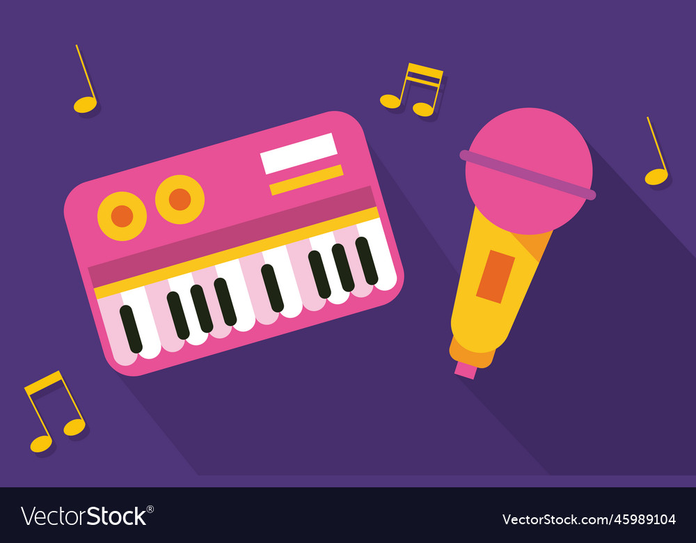 Piano and microphone Royalty Free Vector Image