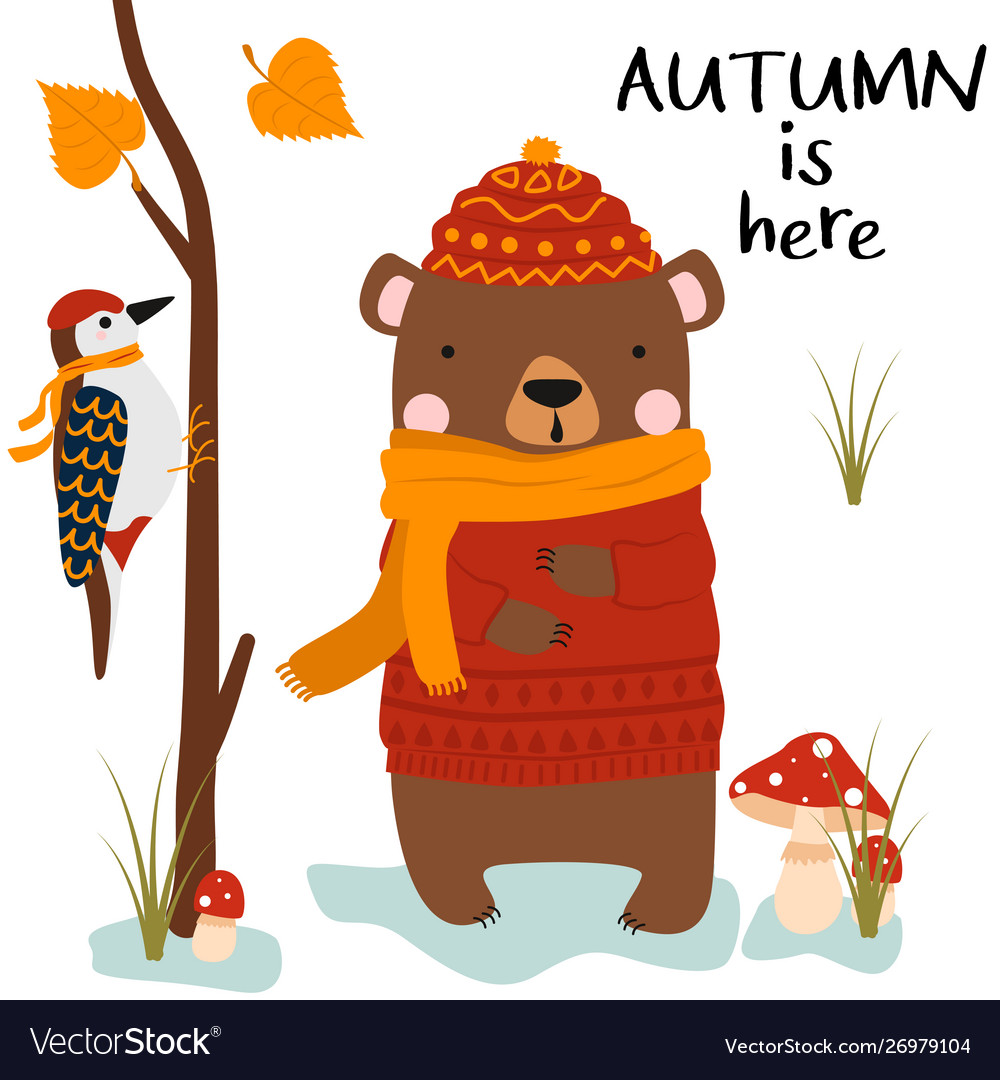 Poster Herbst ist hier mit Bär