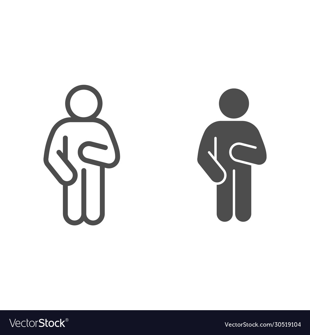 Relax man pose line and solid icon with left