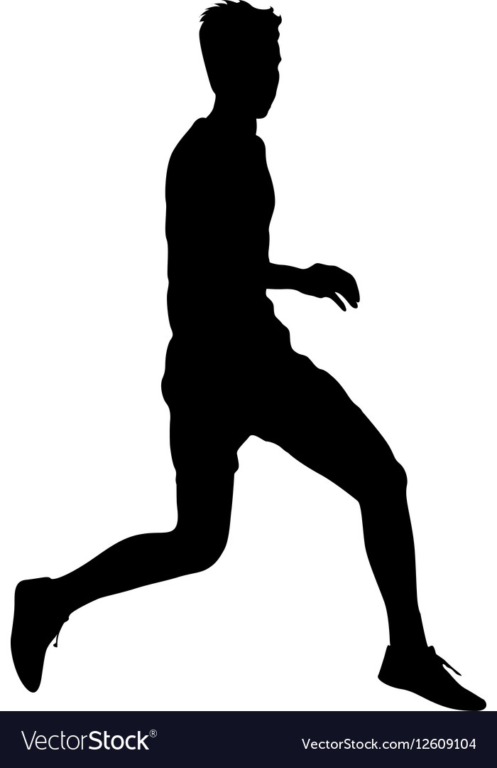 Silhouettes runners on sprint men