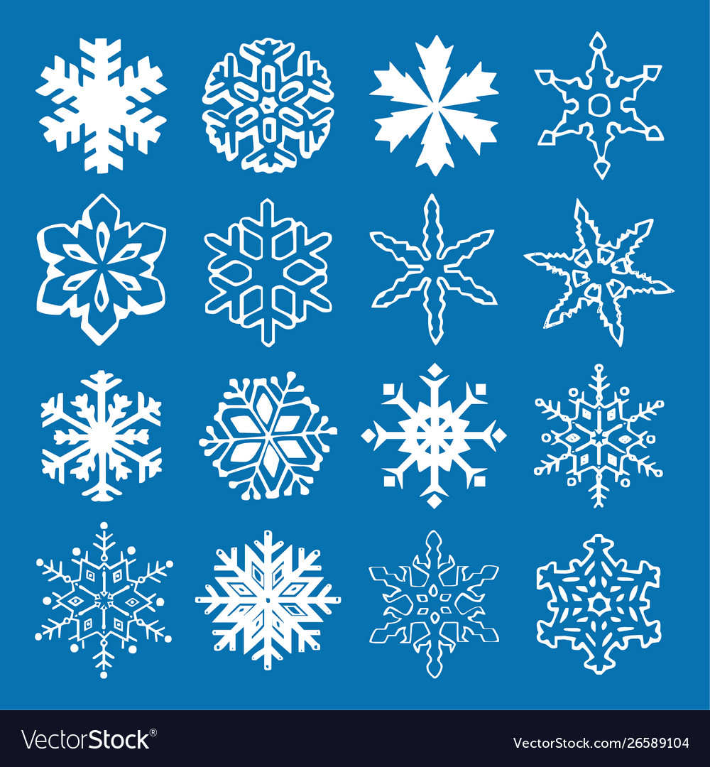 Snowflake icon background set blue color Vector Image Snowflake icon background set blue color