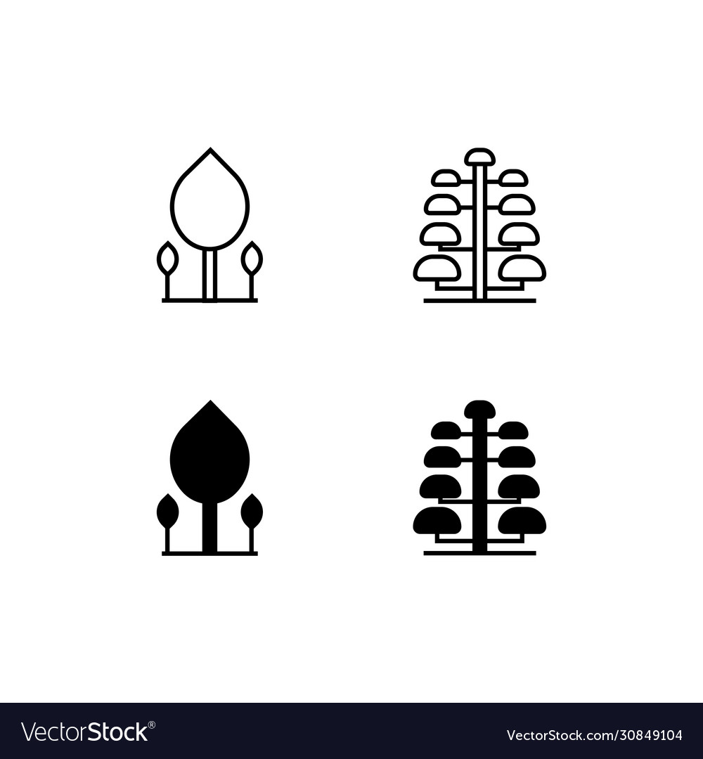 Tree line and solid icon logo symbol vector image Tree line and solid icon logo symbol