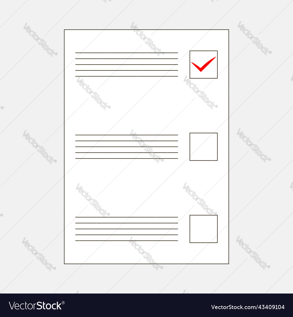 Voting form with lines and boxes for selection Vector Image Voting form with lines and boxes for selection