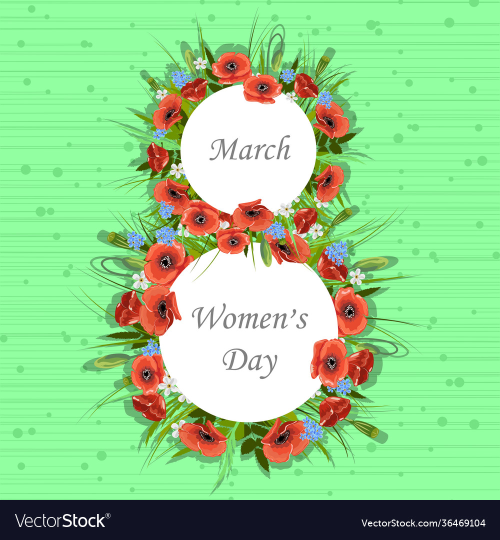 Womens day greeting card with beautiful flowers