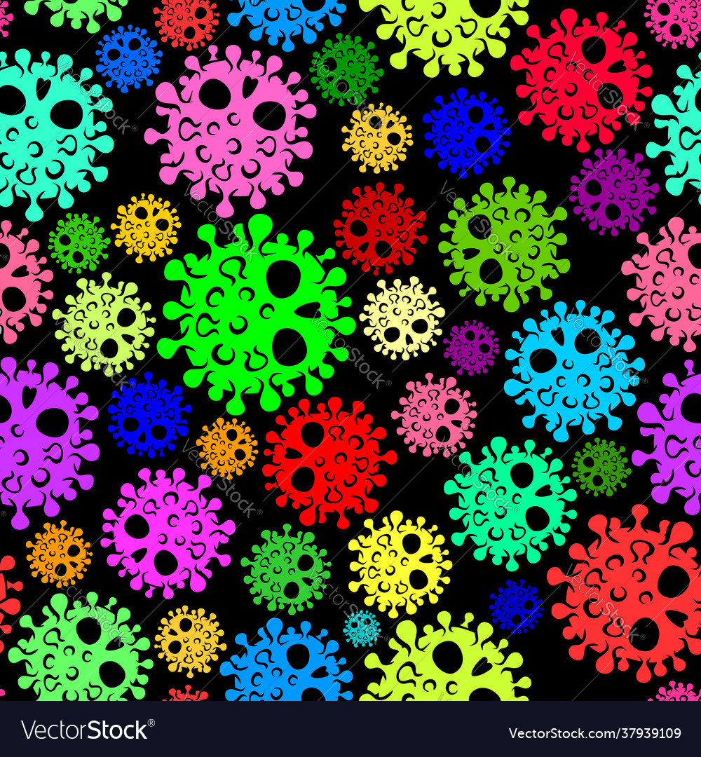 Acid colorful seamless texture with coronavirus