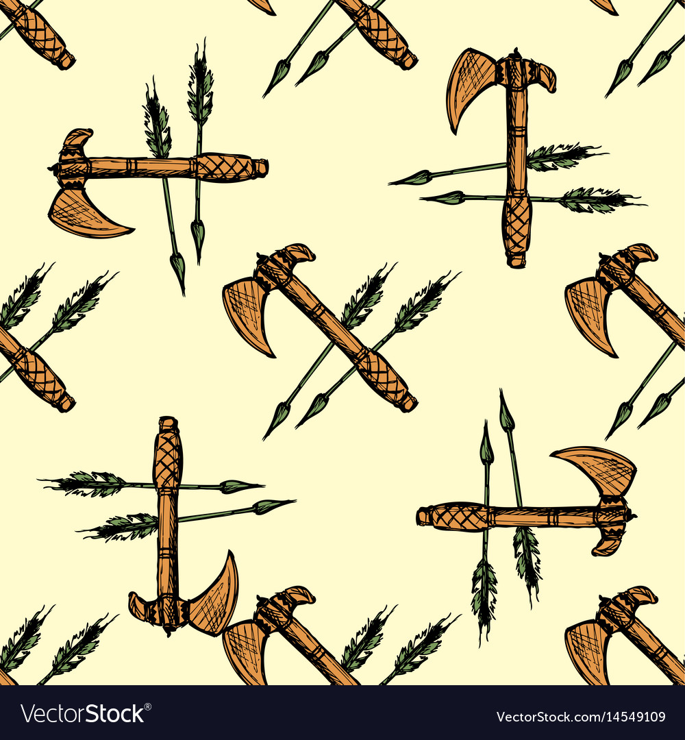 Ax and arrows seamless pattern background