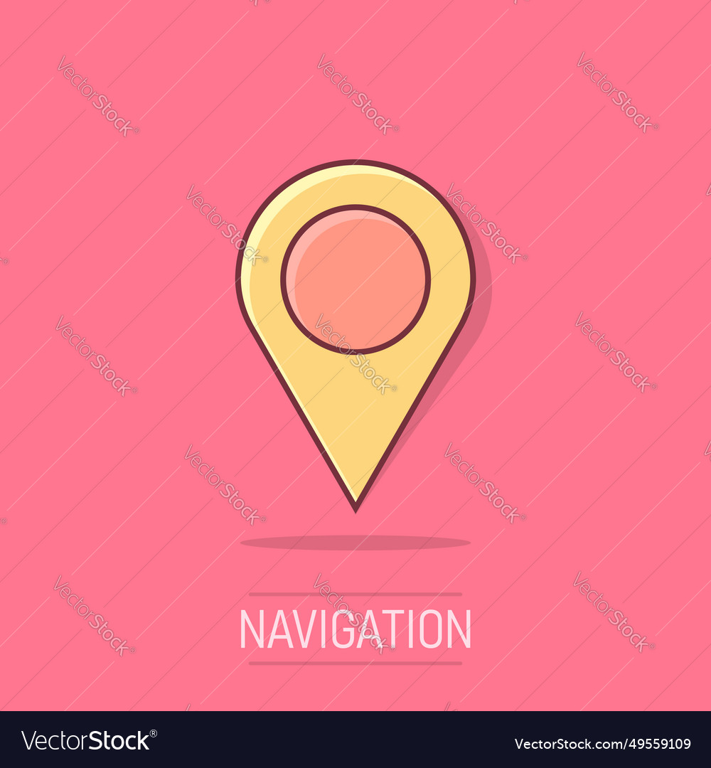 Cartoon pin location icon in comic style Vector Image