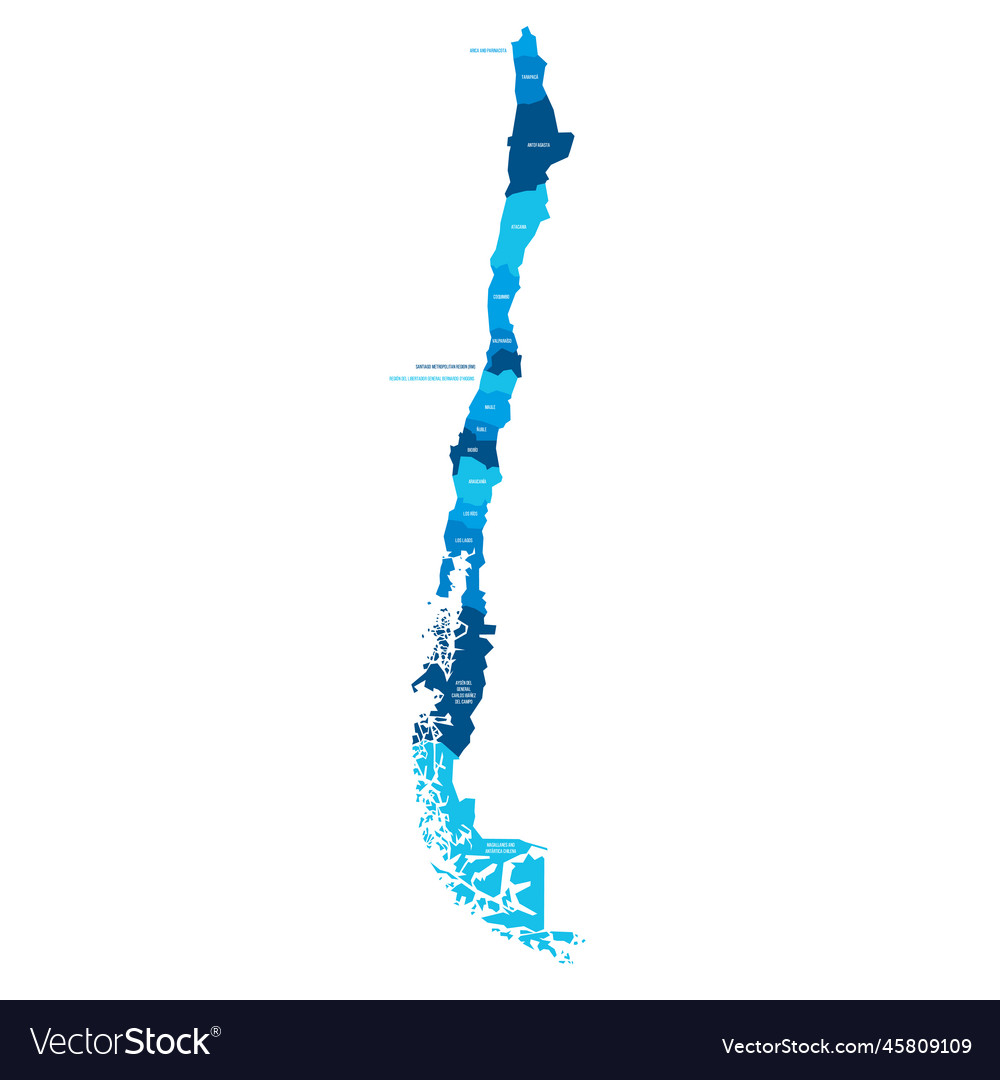 Chile political map of administrative divisions Vector Image