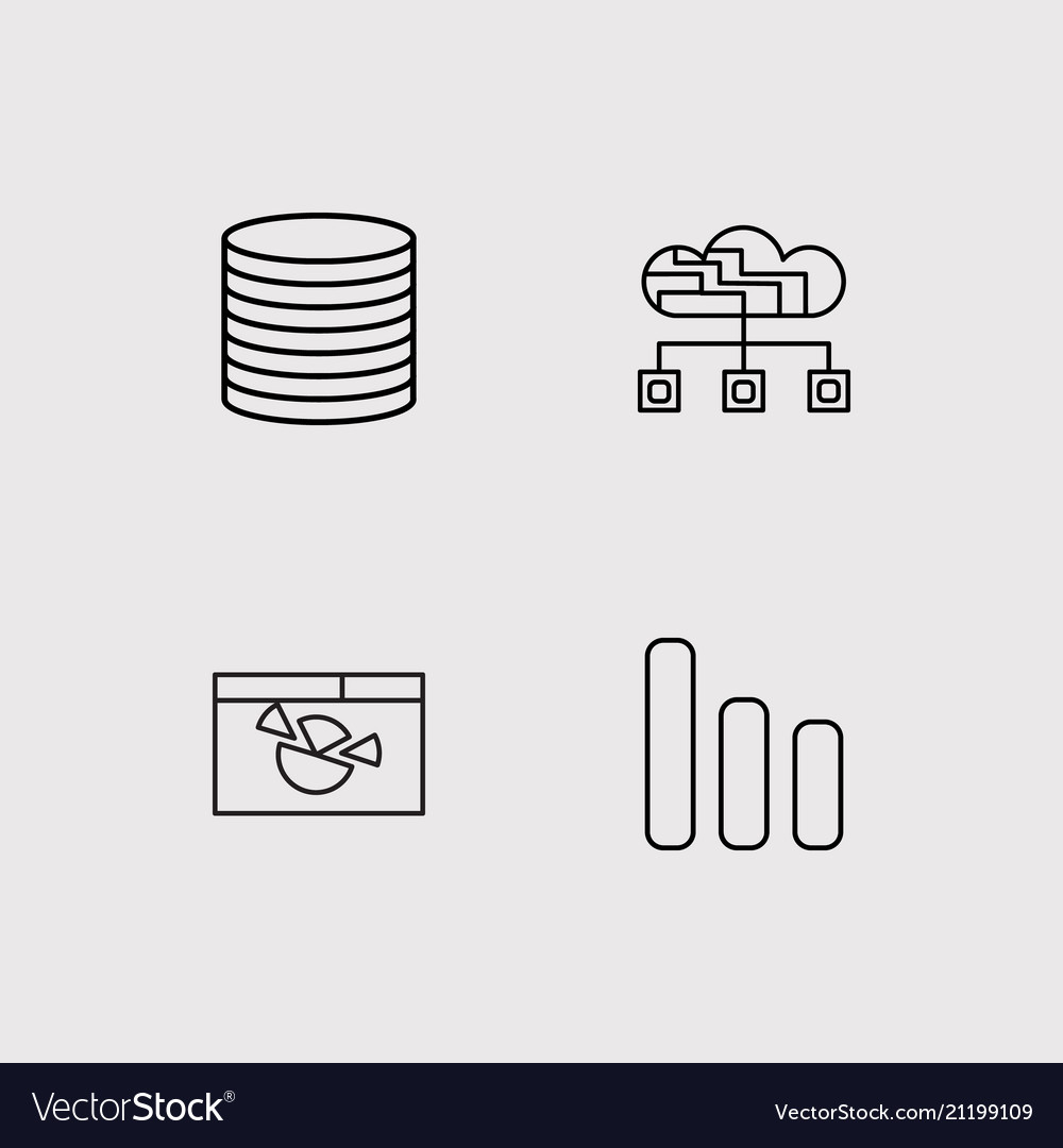 Data analytics simple linear icons set outlined