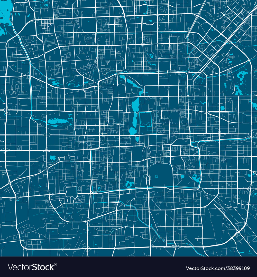 Detailed map beijing city linear print