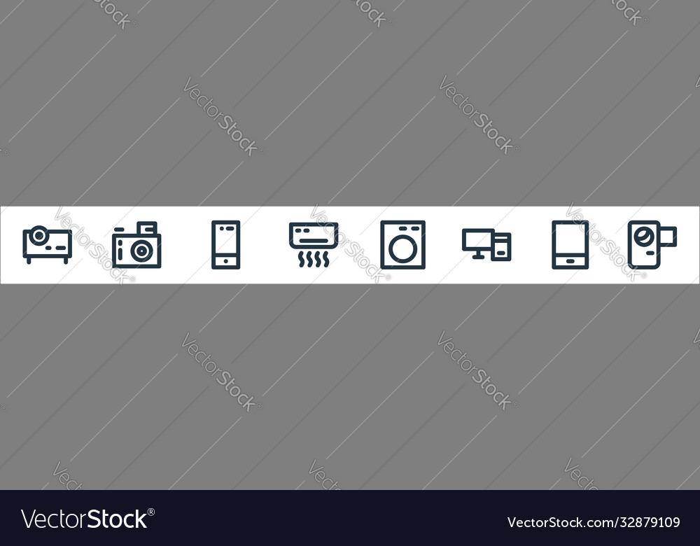 Electronics line icons linear set quality vector image Electronics line icons linear set quality
