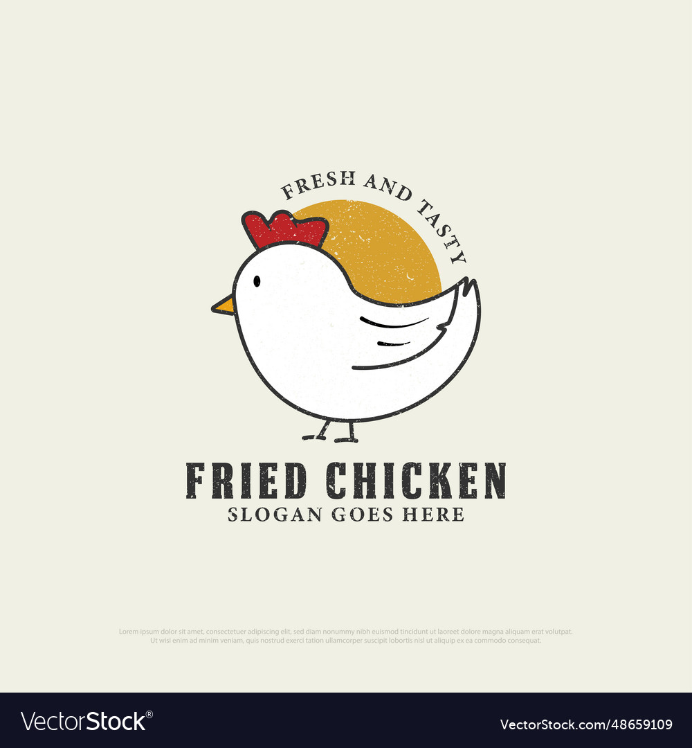 Fried chicken restaurant logo design with grunge