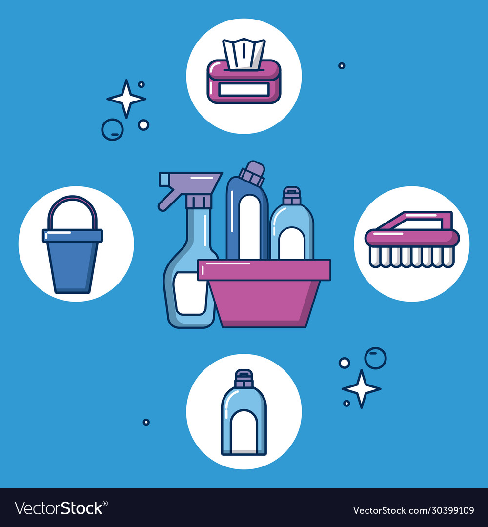 Housekeeping tools and products icons