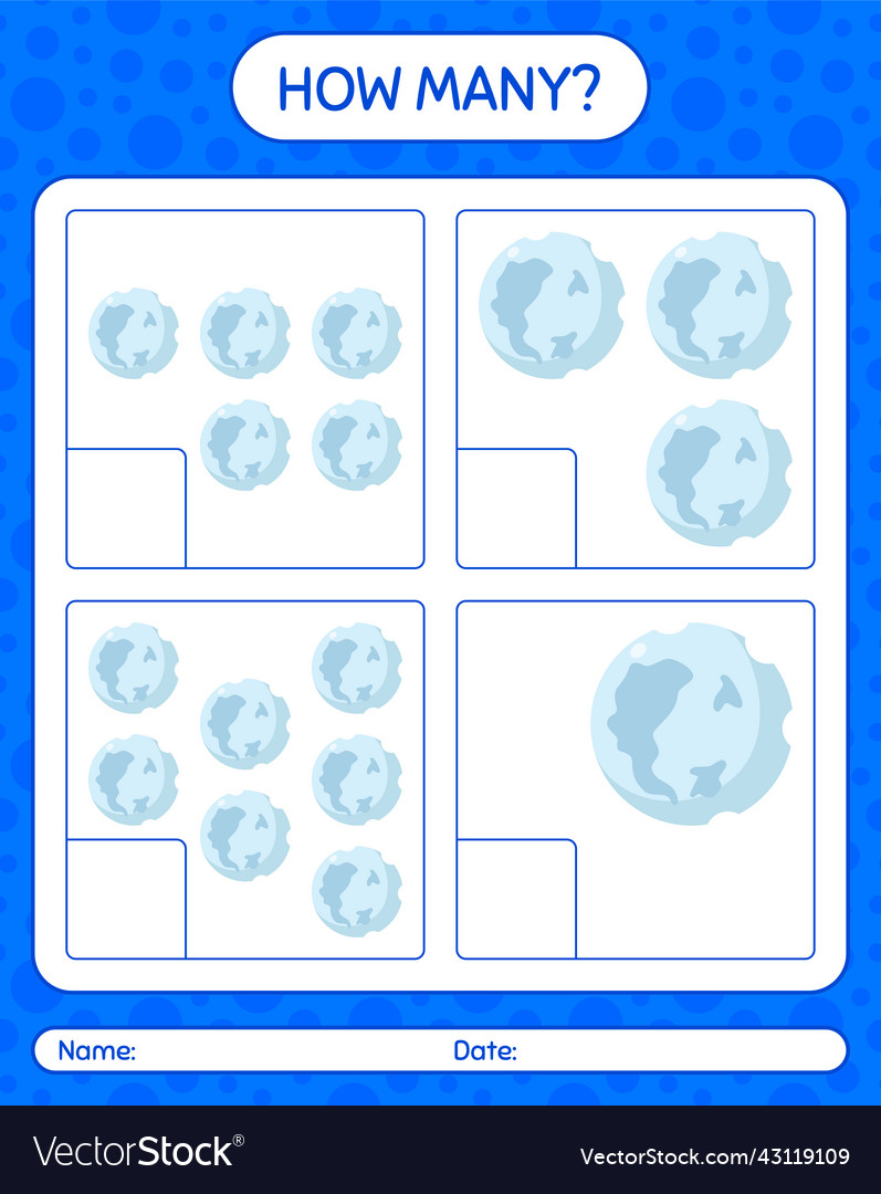 How many counting game with full moon worksheet vector image How many counting game with full moon worksheet