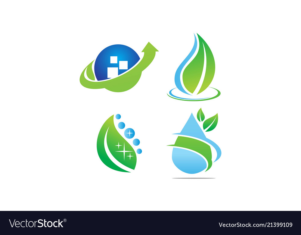 Blatt und Wasser Vorlage Set