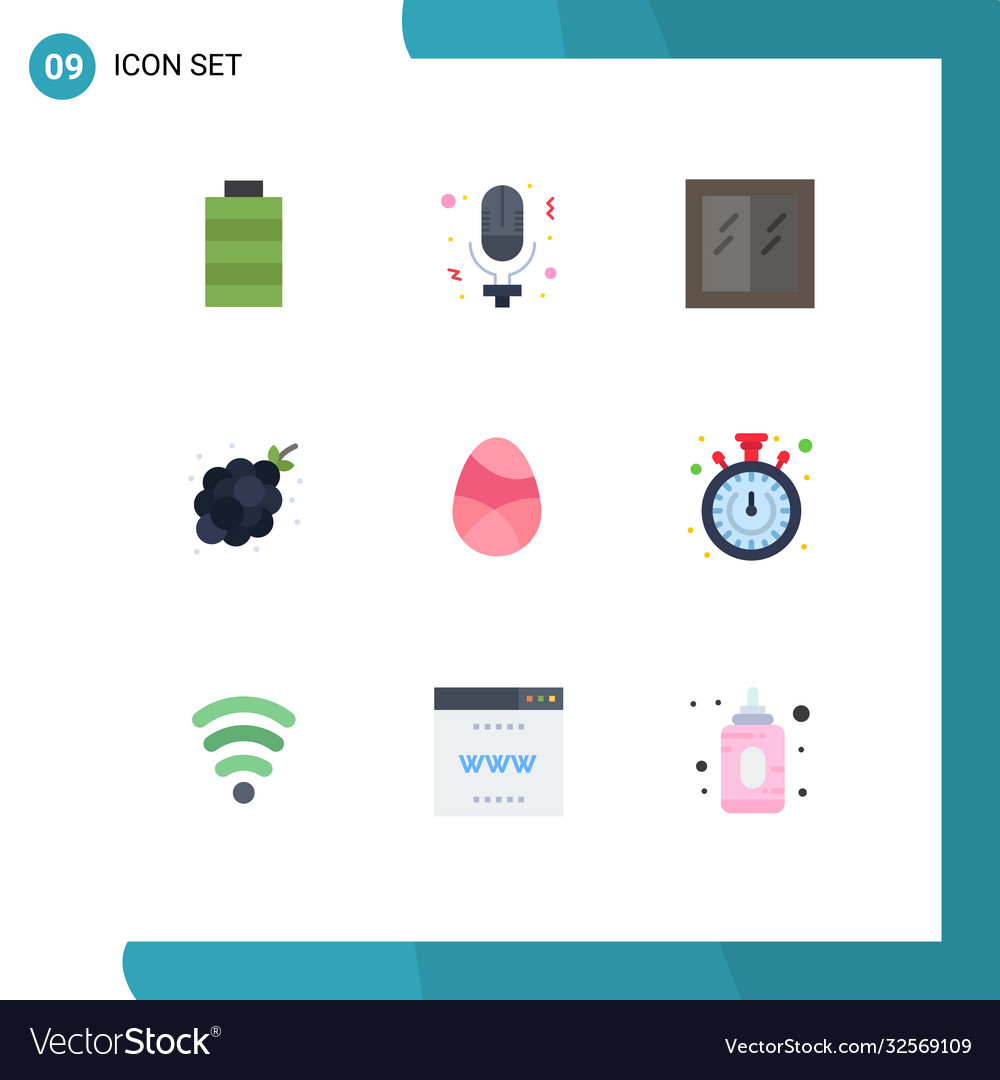 Mobile interface flat color set 9 pictograms