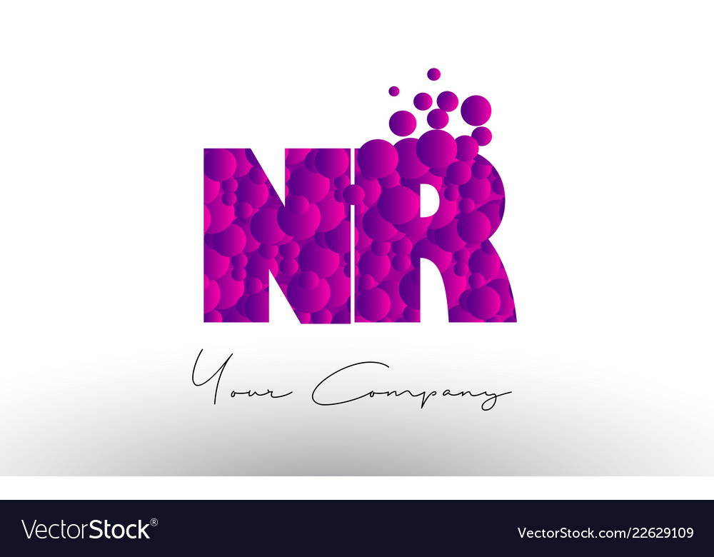 Nr n r dots letter logo with purple bubbles