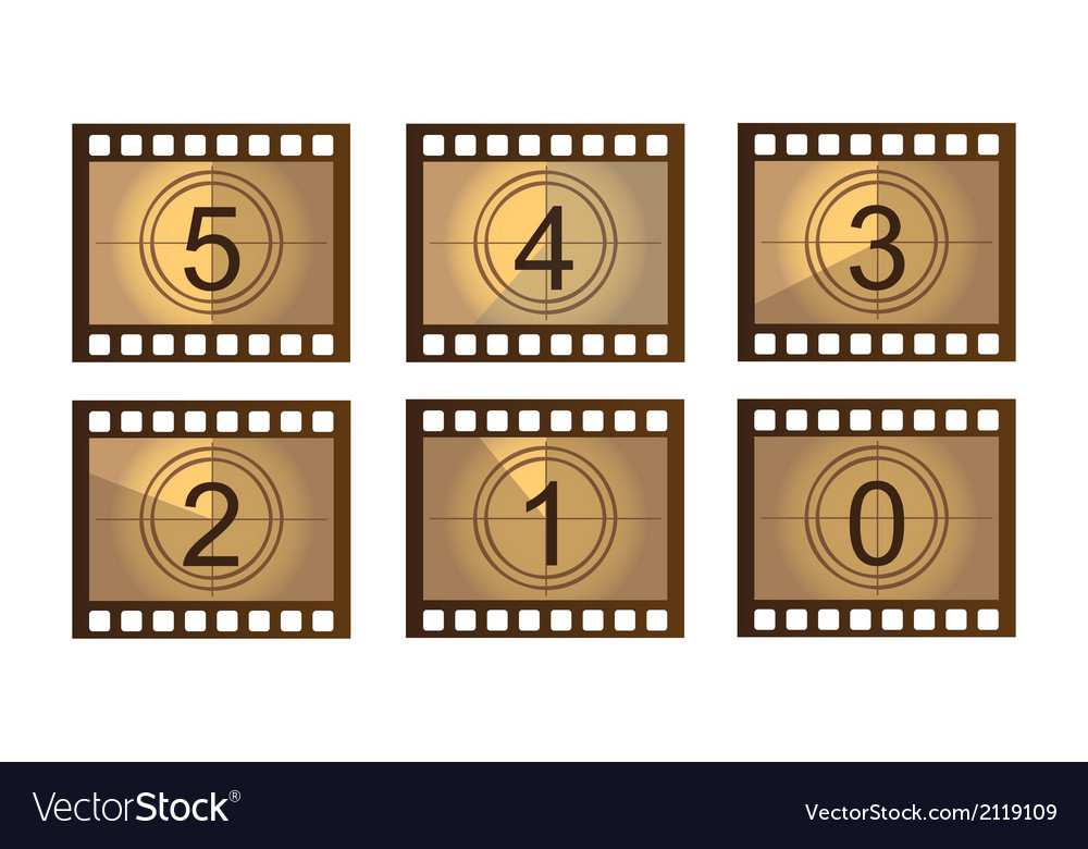 Old film countdown isolated over white background